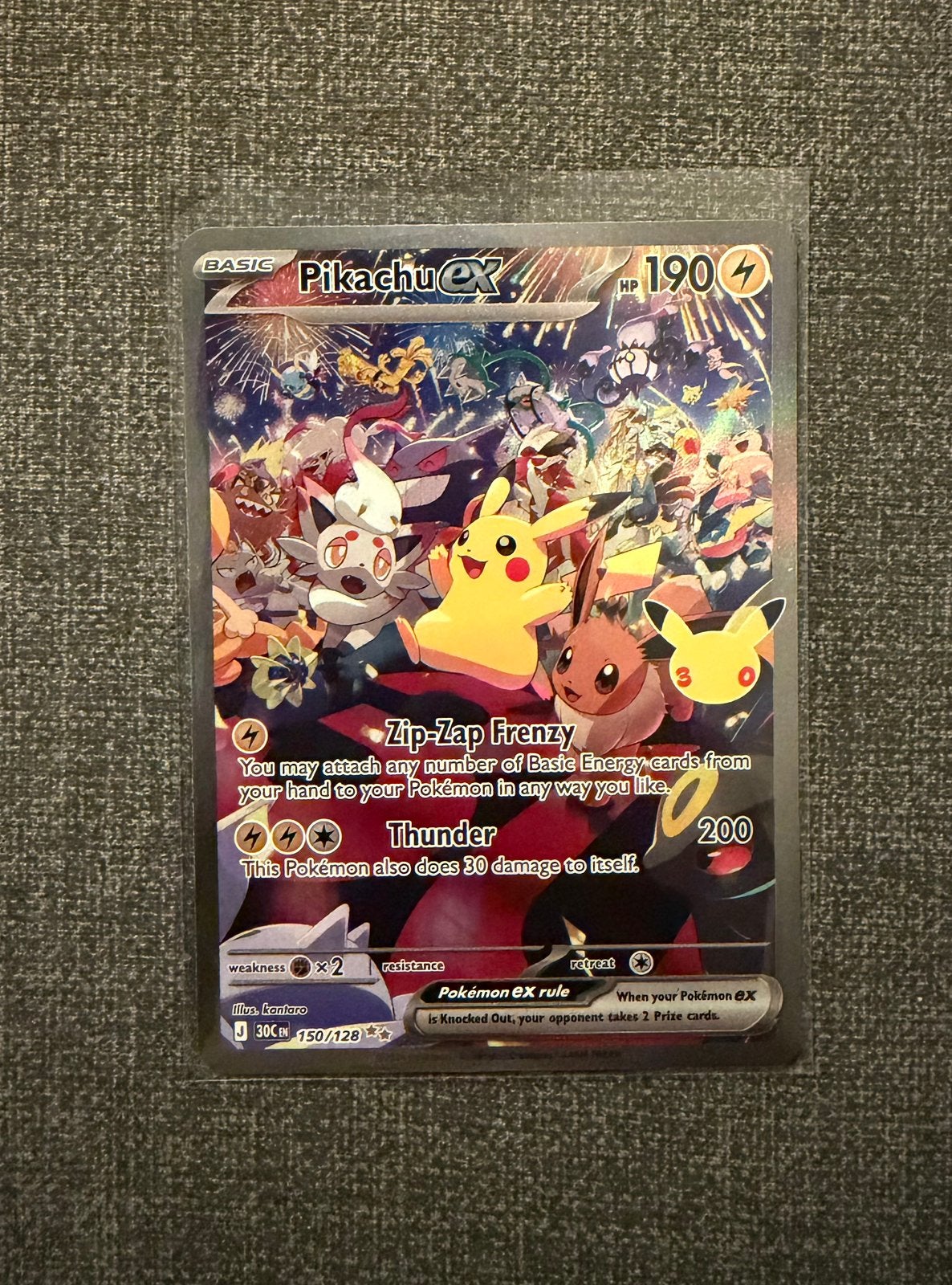 Pikachu EX 150 - 30th Celebration Pokemon Kaart, Ophalen of Verzenden, Nieuw, Losse kaart, Foil