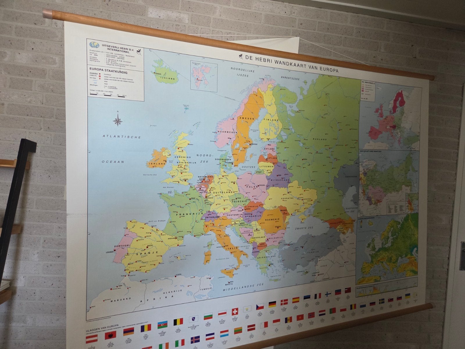 Grote Hebri Wandkaart van Europa, Ophalen, Europa Overig, 1800 tot 2000, Hebri B.V. International