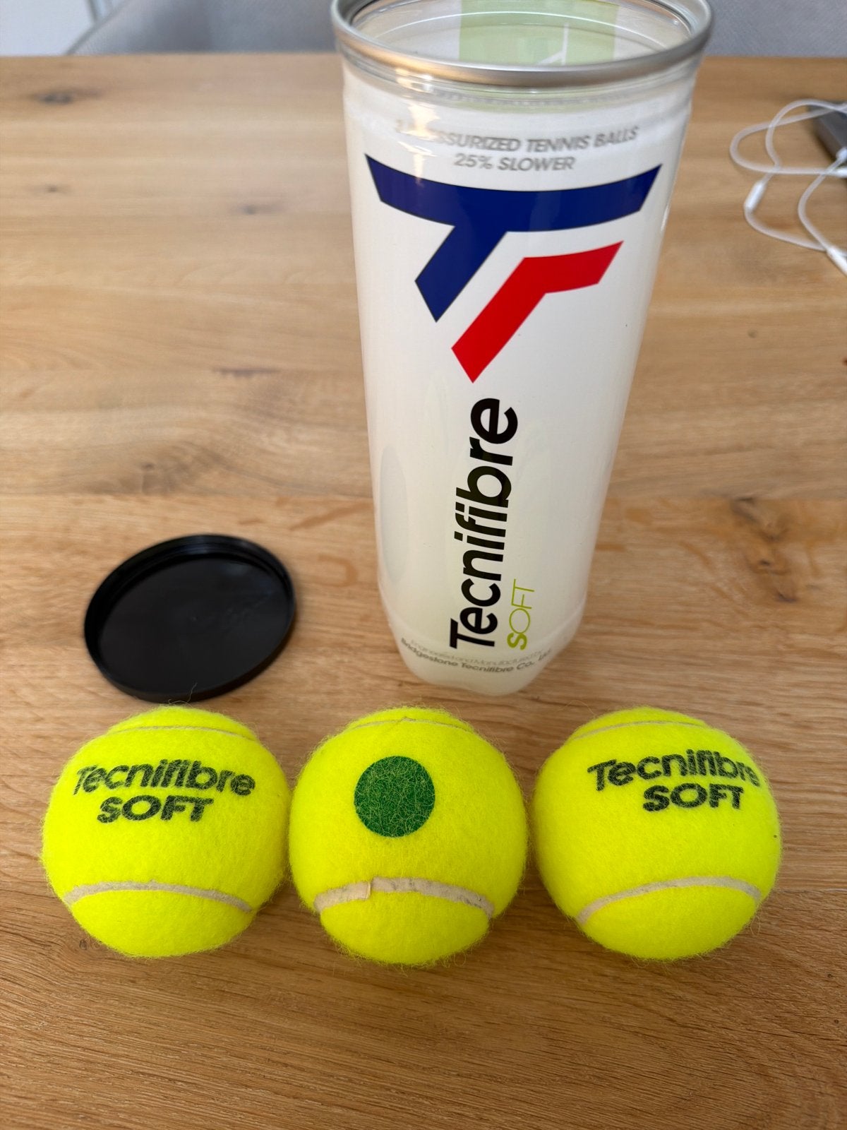 Tecnifibre SOFT (Groen) tennisballen - 3 stuks, Ballen, L00, Zo goed als nieuw, Ophalen