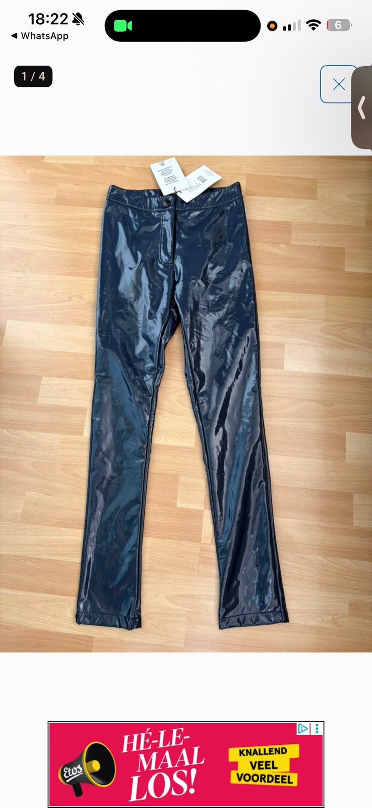 Nikki Toffe Blauwe Vinyl Lakbroek MT 36 Nieuw, Blauw, Nieuw, Ophalen of Verzenden, Maat 36 (S)