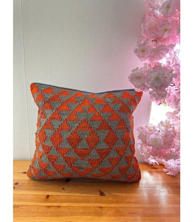 Vintage Kilim Kussenhoes met vulling - ca. 45x45 cm, Sadikaberdt@gmail.com, Meerkleurig, Inclusief binnenkussen, Vierkant