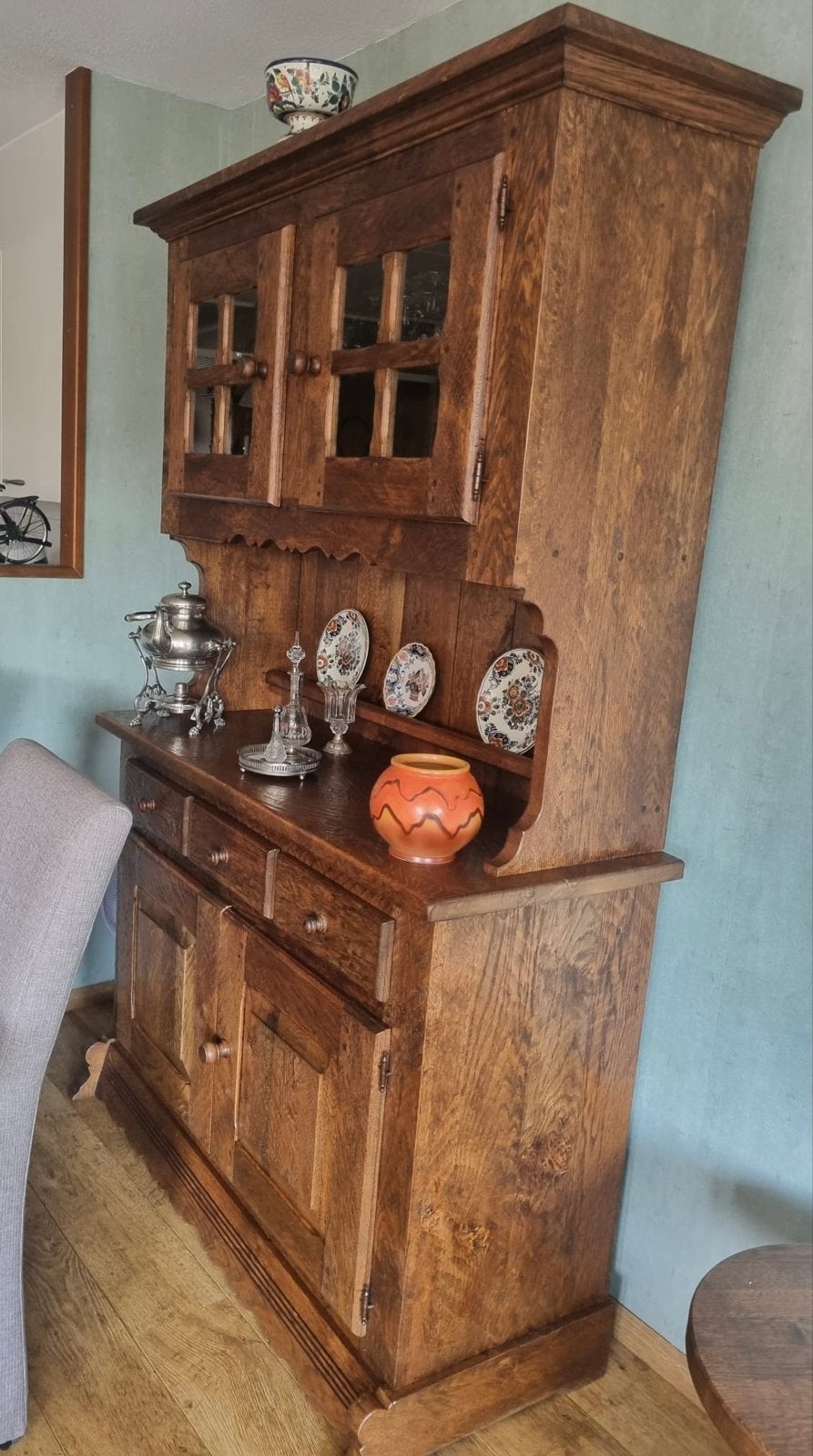 Duitse buffetkast massief eiken, Ophalen, Gebruikt, 100 tot 150 cm, 200 cm of meer