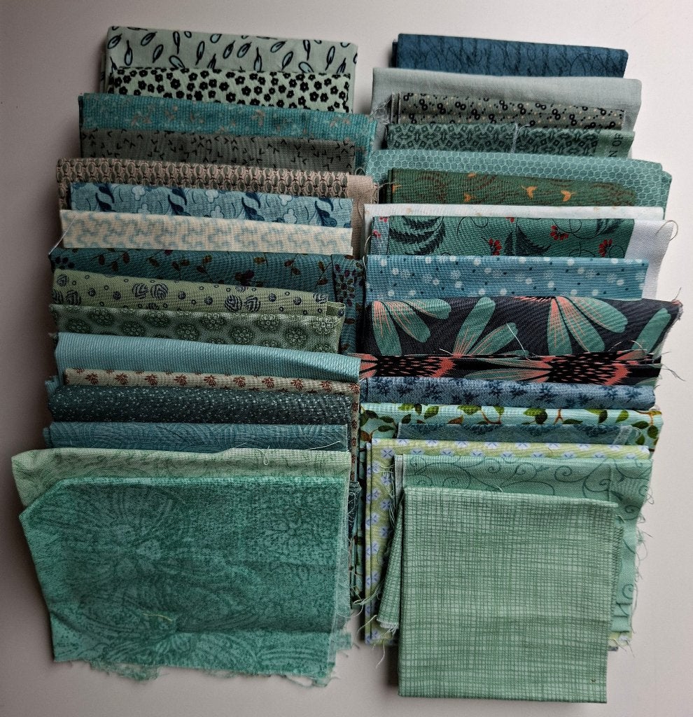 Diverse grijsgroene quiltstoffen, Ophalen of Verzenden, Katoen, 30 tot 200 cm, 120 cm of meer