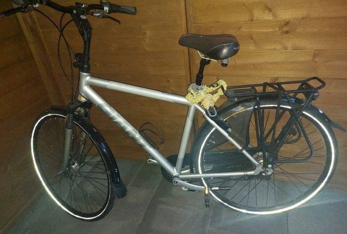 Giant herenfiets met handremmen, bagagedrager en standaard, Fietsen en Brommers, Ophalen, Minder dan 10 versnellingen, Gebruikt