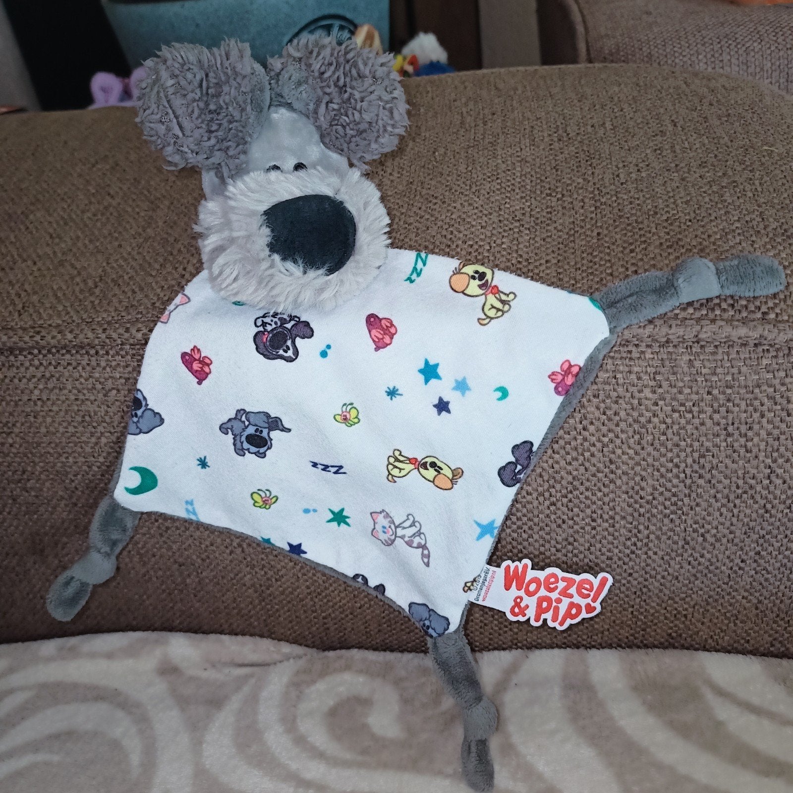 Woezel knuffeldoek, grijs hondje van Woezel en pip., Kinderen en Baby's, Speelgoed | Knuffels en Pluche, Overige merken, Overige karakters
