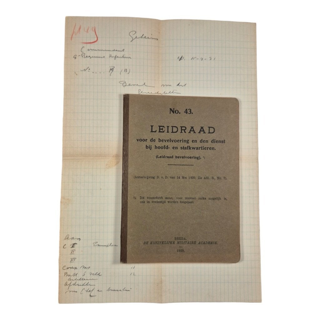 Nederlands voorschrift KMA 1929 No.43 met brief 9 R.I, -, -, Ophalen of Verzenden, -
