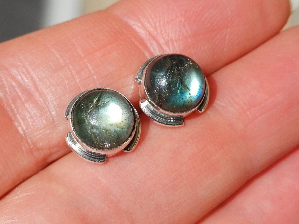 Vanoli 925 zilveren oorbellen oorknopjes met labradoriet, Daiva1973@hotmail.com, Vanoli, Overige kleuren, Amsterdam