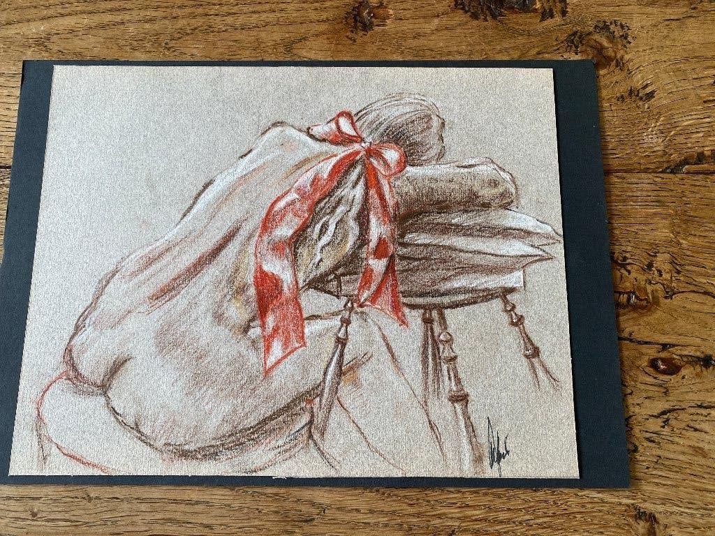 Tekening naakt vrouw, Ophalen of Verzenden, Tekening, Gemengde techniek, Gesigneerd
