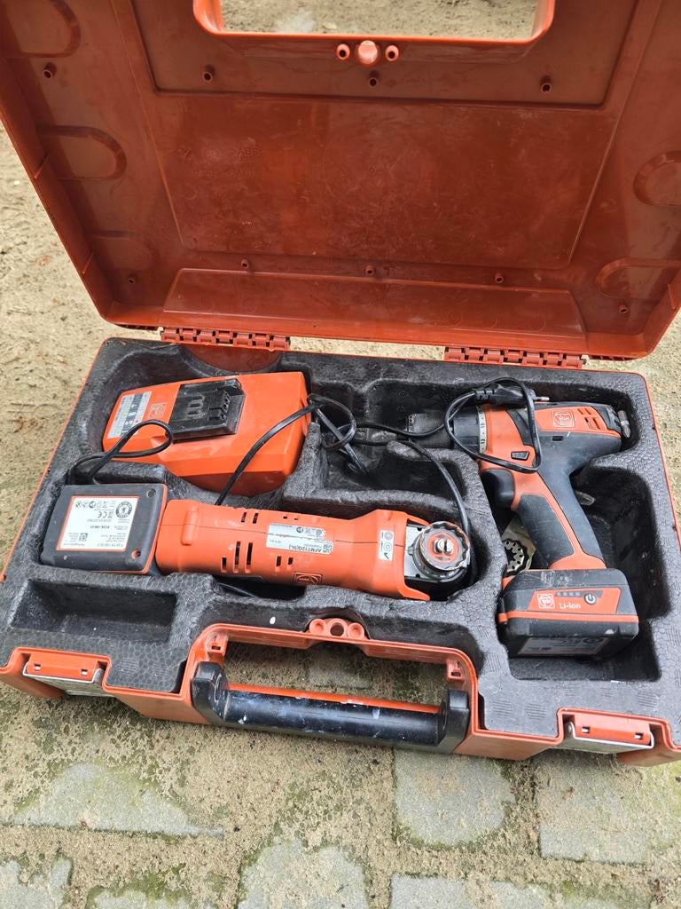 Fein ABSU 12 C + AFMT 12 QSL Accu Boor- en Multitool Set, Gebruikt, Variabele snelheid, Ophalen of Verzenden, Boor- en Schroefmachine
