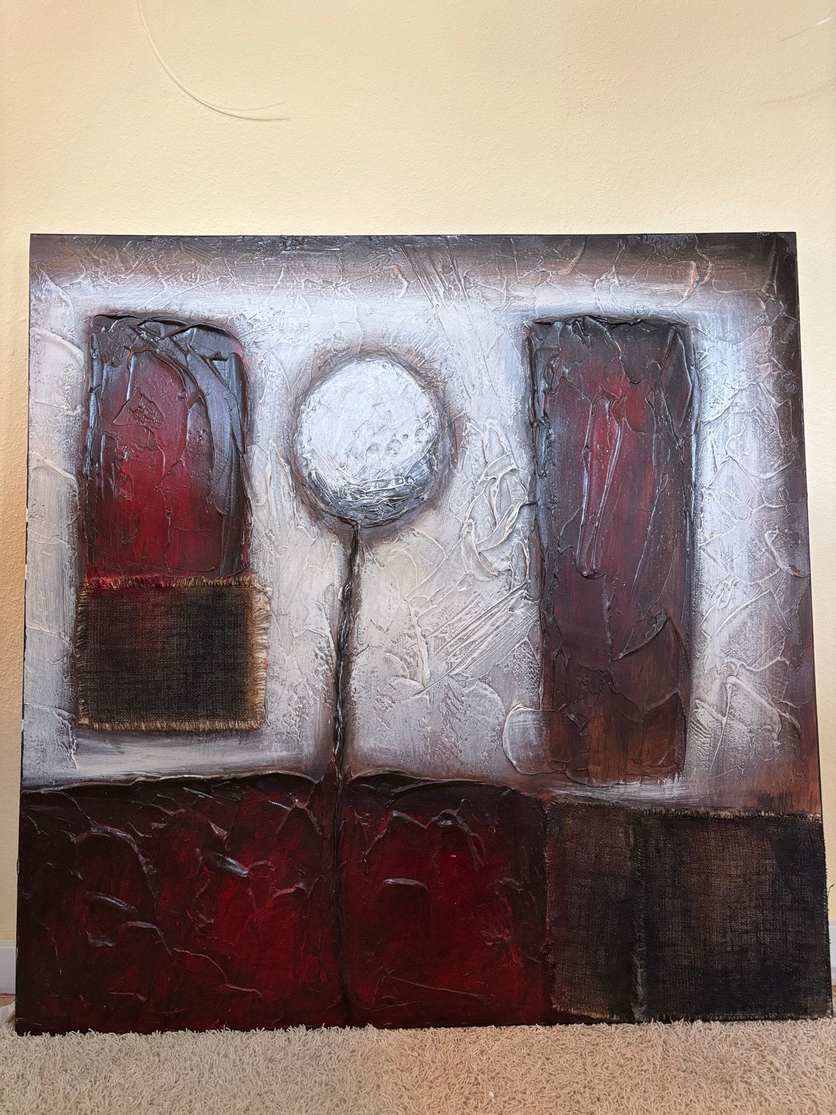 Uniek Acryl Schilderij met Reliëf en Jute - Cobra Art Compan, Ophalen
