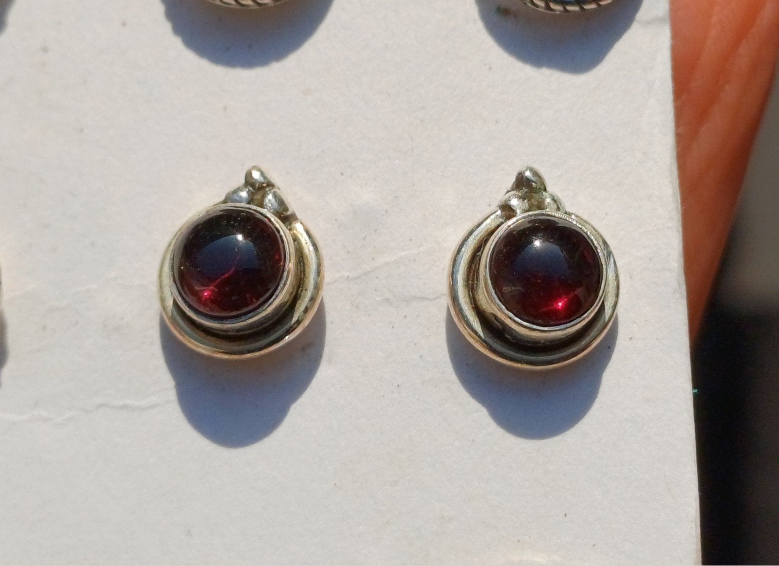 Vanoli 925 zilveren oorbellen / oorknopjes met granaat, Daiva1973@hotmail.com, Vanoli, Amsterdam, Nieuw