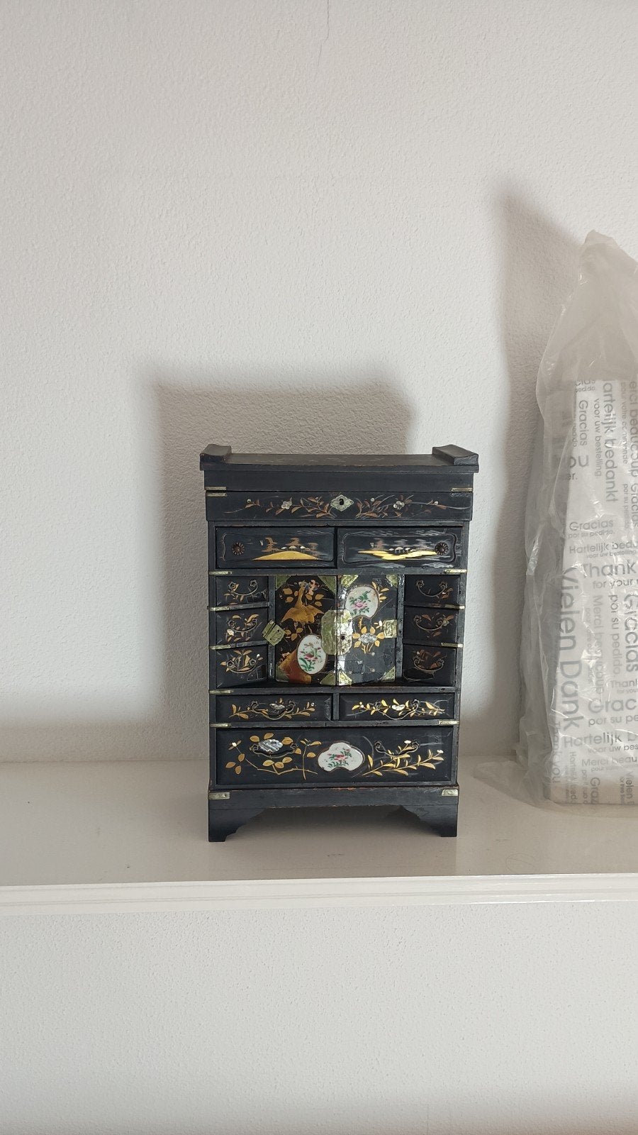 Antieke Japaans Juwelenkist met Parelmoer Inleg, Antiek en Kunst, Ophalen of Verzenden