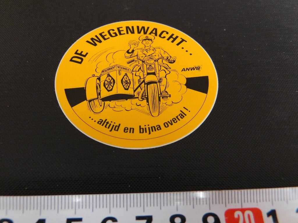 sticker motor zijspan de wegenwacht ANWB altijd en bijna ove, Verzamelen, Ophalen, Zo goed als nieuw