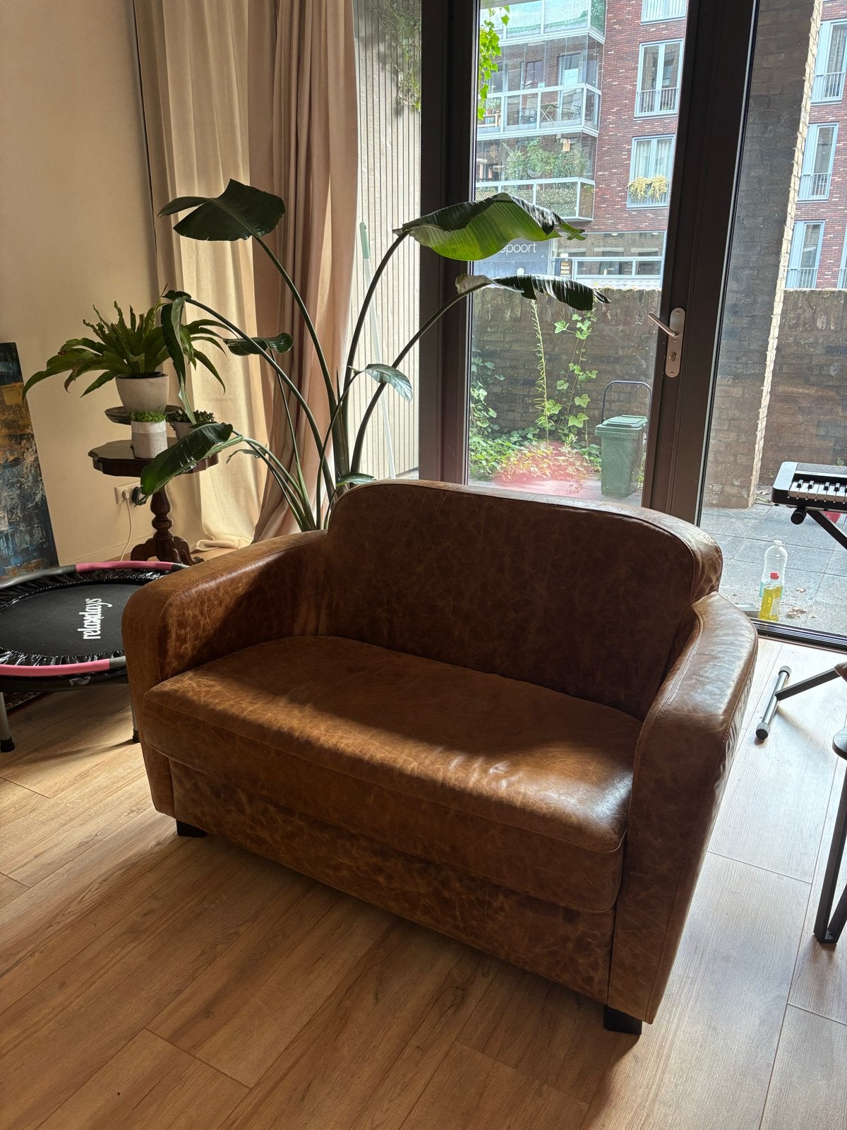 Vintage leather loveseat sofa, Ophalen, Gebruikt, 150 tot 200 cm, Tweepersoons