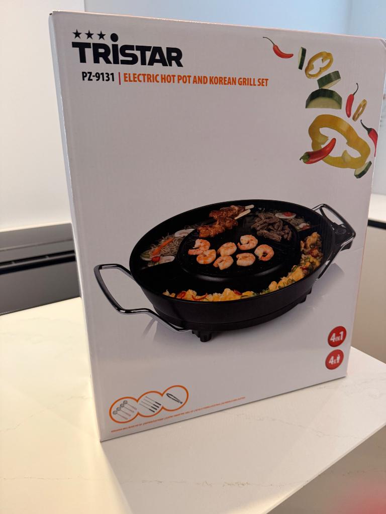 TriStar Electric PZ-9132 hot pot & Korean grill set, Ophalen of Verzenden, Nieuw, 4 t/m 7 personen