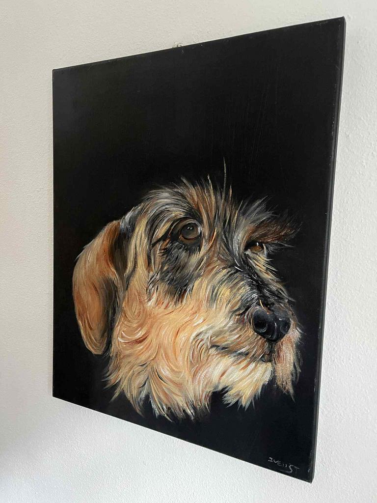 Teckel Portret Olieverfschilderij 40x50, Ophalen of Verzenden