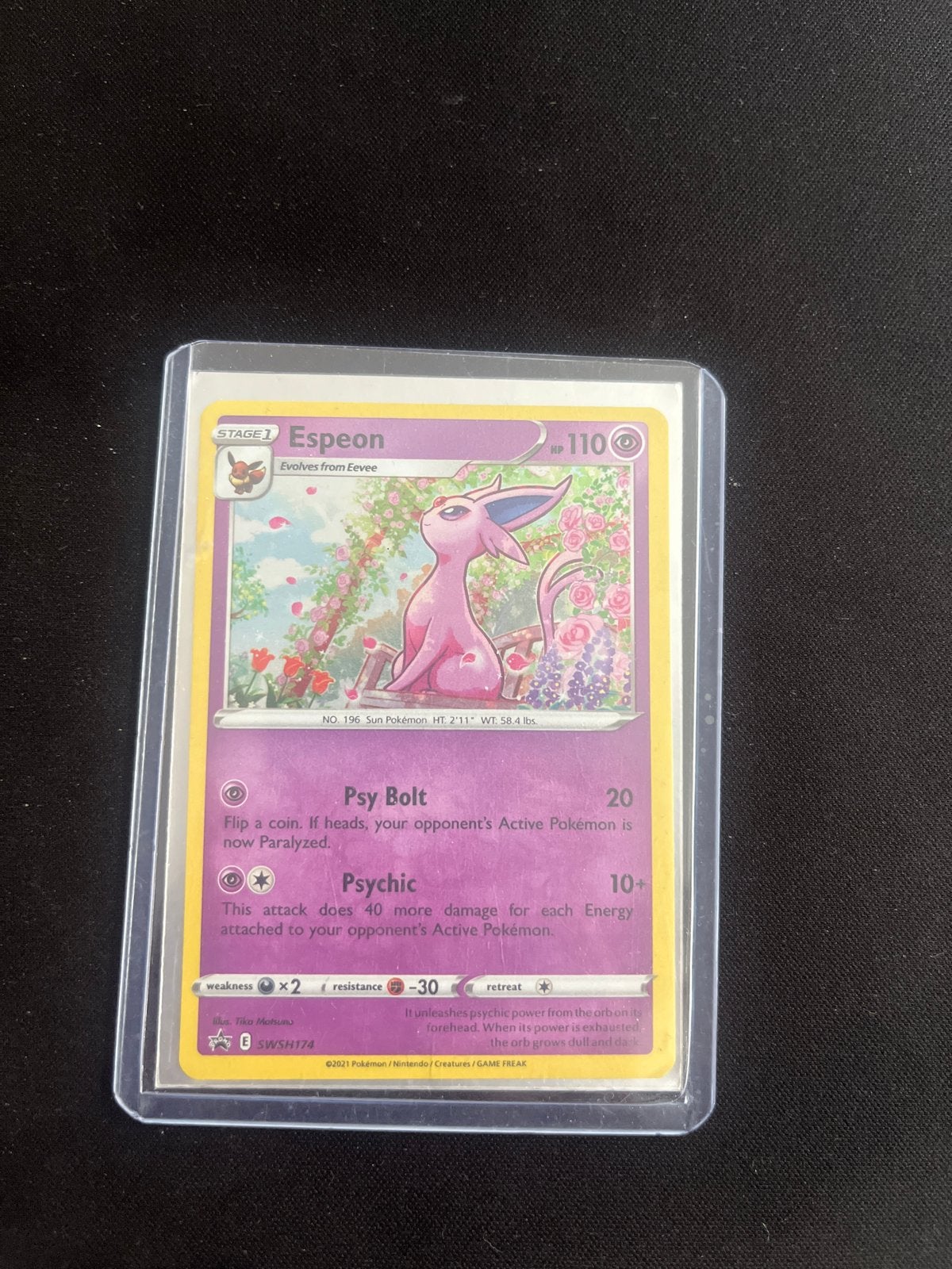 Pokémon Kaart Espeon 005/174 SWSH174 Promo, Ophalen of Verzenden, Zo goed als nieuw, Losse kaart