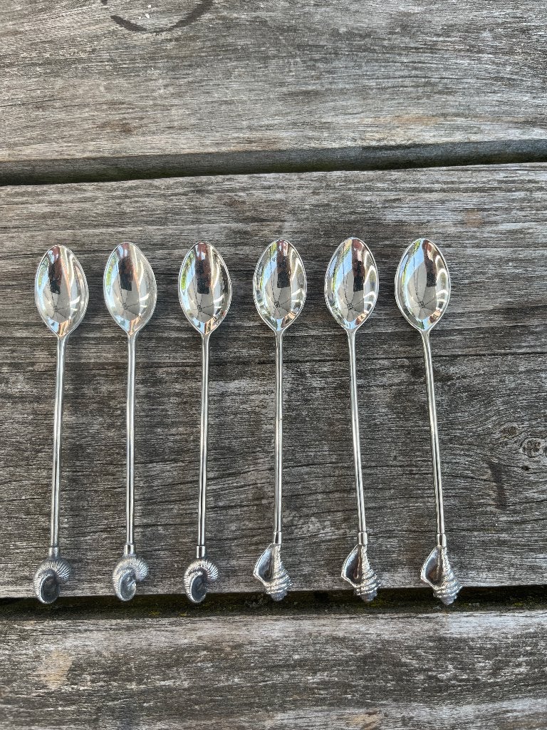 Vintage Verzilverde lepeltjes met schelpen motief (Shell), Antiek en Kunst, Ophalen of Verzenden