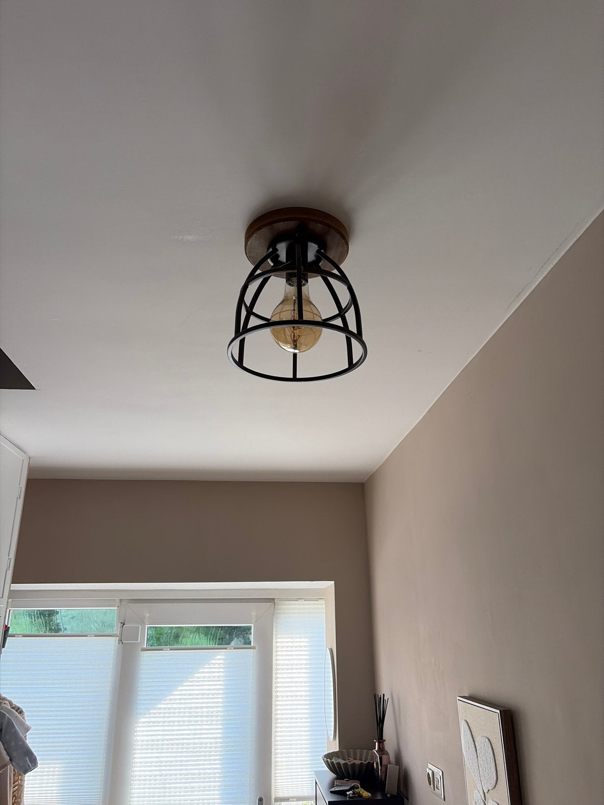 Industriële Plafondlamp   merk chericoni Aperto, Ophalen, Zo goed als nieuw, Hout
