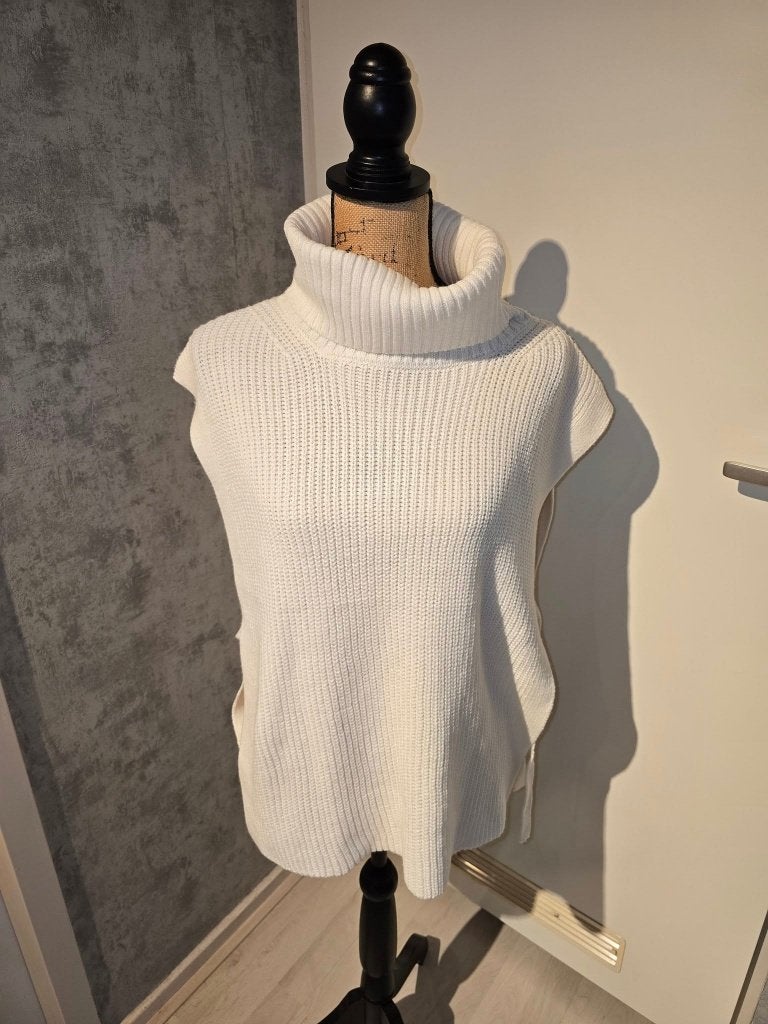 Witte gebreide coltrui mouwloze top maat 44, Ophalen of Verzenden, Zo goed als nieuw, Maat 38/40 (M), Wit