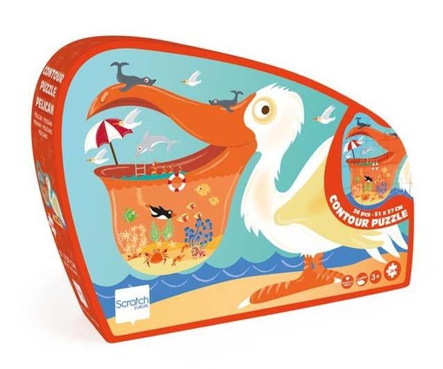 Kinderpuzzel Puzzel Contour Pelikaan (24 st) Scratch, Kinderen en Baby's, Speelgoed | Kinderpuzzels, Nieuw, 2 tot 4 jaar, 10 tot 50 stukjes