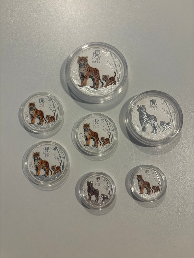 Lunar III 2022 Year of the Tiger – 5 / 2 / 1 / 0,5 OZ, Ophalen of Verzenden, Zilver