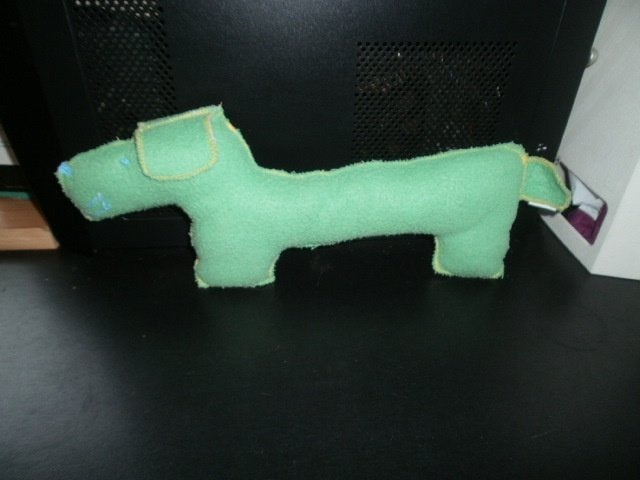 difrax vintage hond tackel groen fleece met geel stiksels, Groen, Overige merken, Zo goed als nieuw, Wasbaar