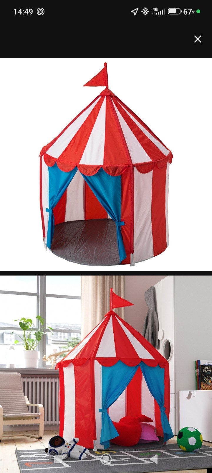 Circustent Speeltent voor Kinderen - Rood/Wit, Kinderen en Baby's, Speelgoed | Speeltenten, Ophalen, Zo goed als nieuw