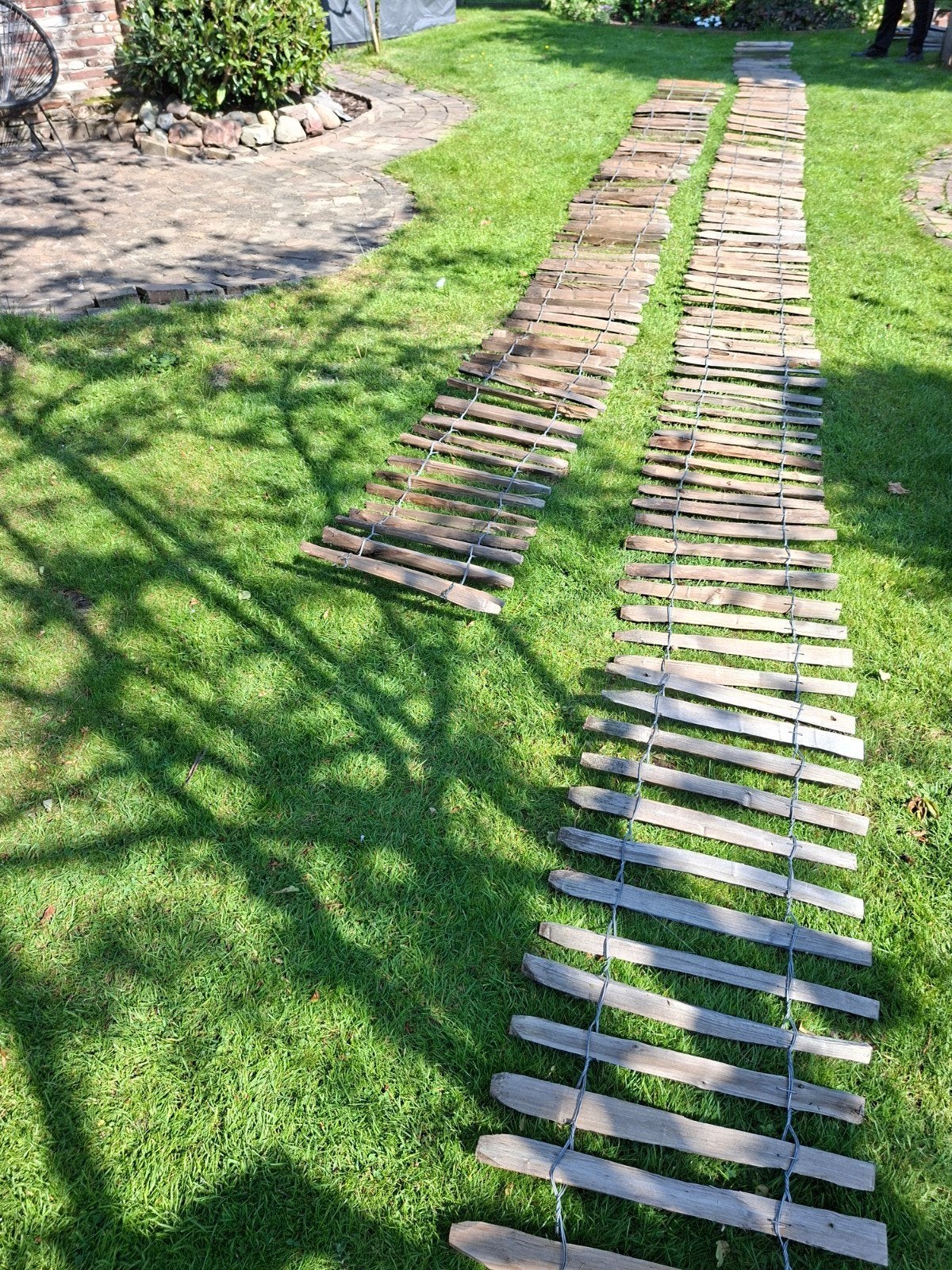 Engels kastanje houten schapenhek 50cm - 18m met 12 palen, Ophalen, Gebruikt, Hout, Tuinhek