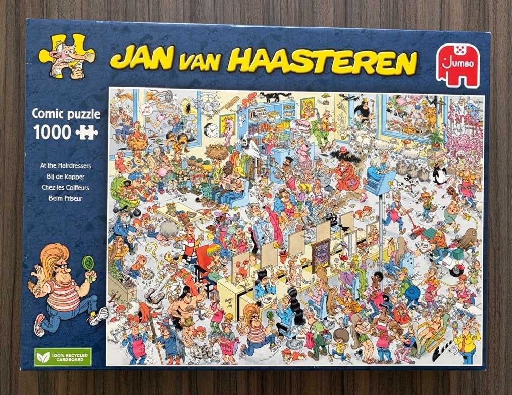 Jan van Haasteren - Bij de kapper - 1000 stukjes, Ophalen of Verzenden, 500 t/m 1500 stukjes, Zo goed als nieuw