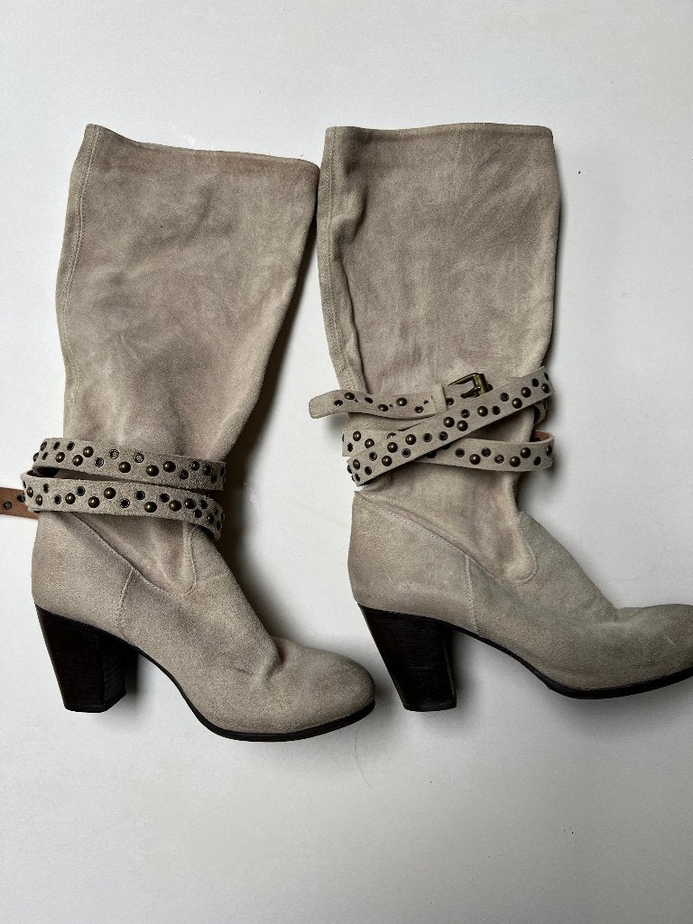 MAX&Co. Genuine Suede Boho Studded Slouchy Boots 37, Kleding | Dames, Beige, Lage of Enkellaarzen, Ophalen of Verzenden, Max & Co.