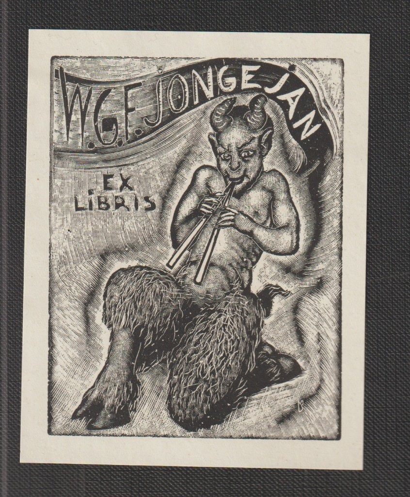 Ex Libris  Stefan Mrozewski voor W.G. F.  Jongejan, Antiek en Kunst, Verzenden, Mythologie, Houtsnede, 1900 - 1949