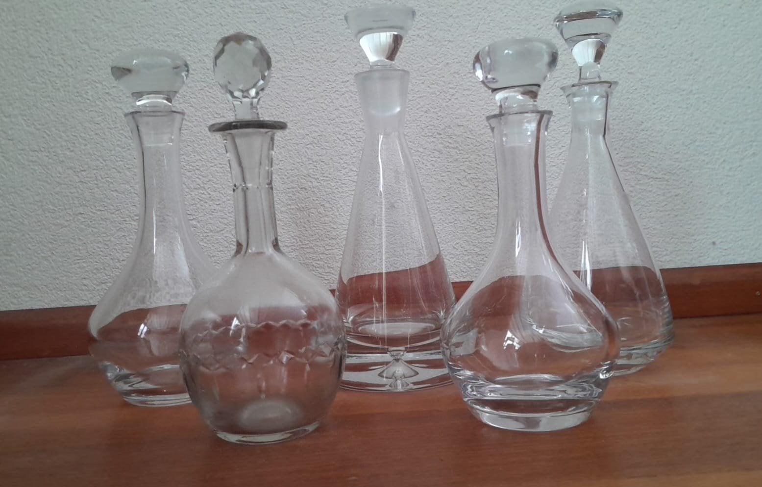 Set van 5 glazen karaffen, Antiek en Kunst, Ophalen