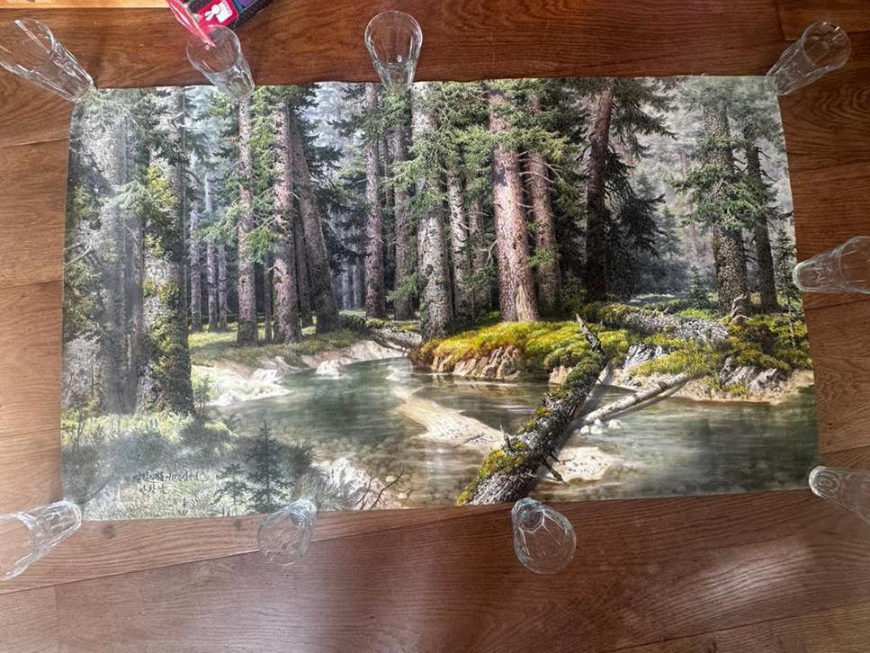 Origineel groot schilderij Bos uit Noord Korea, Antiek en Kunst, Ophalen of Verzenden