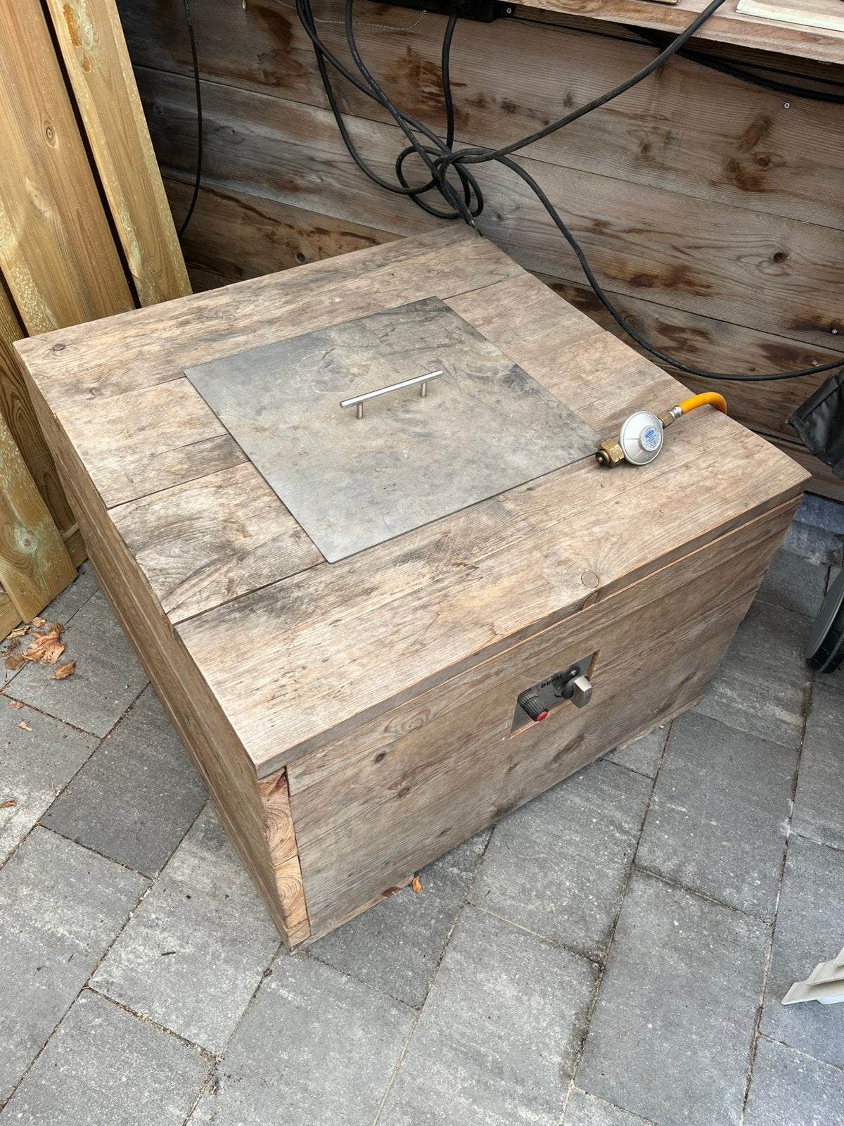 Vuurtafel steigerhout, Huis en Inrichting, Ophalen, Gebruikt, 50 tot 100 cm, 75 tot 100 cm