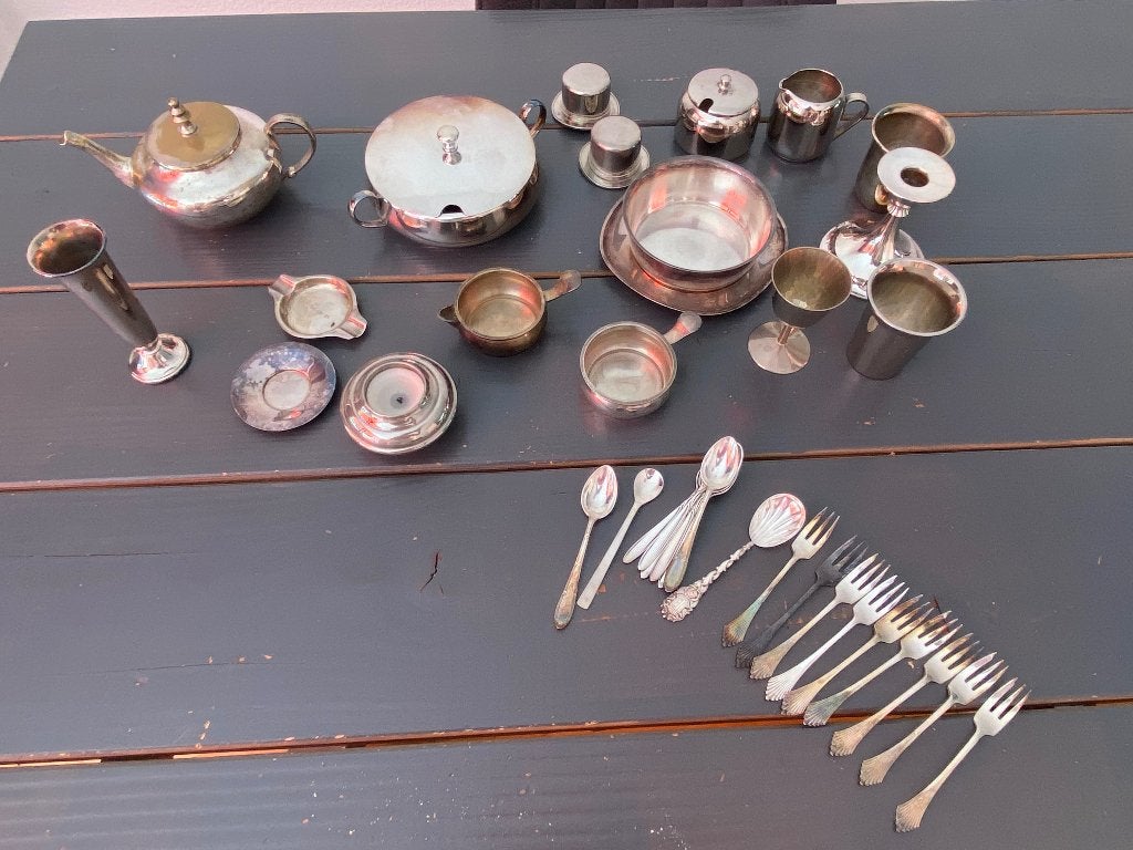 Verzilverd bestek + diverse accessoires €97,-, Ophalen, Zilver