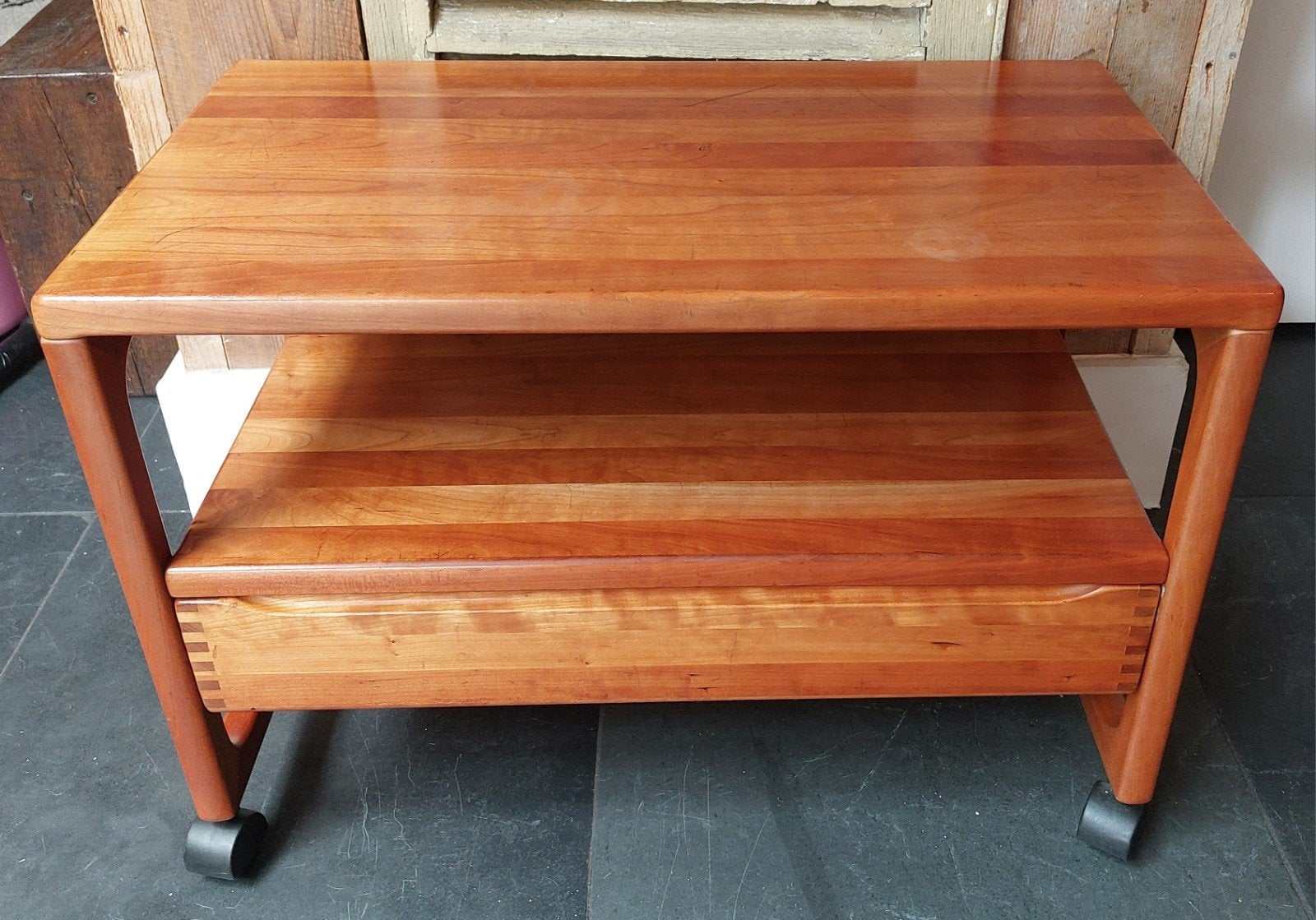 Vintage Deense Teak Trolley / Audio- en TV-meubel – Brdr., Ophalen, Gebruikt, ., Teakhout