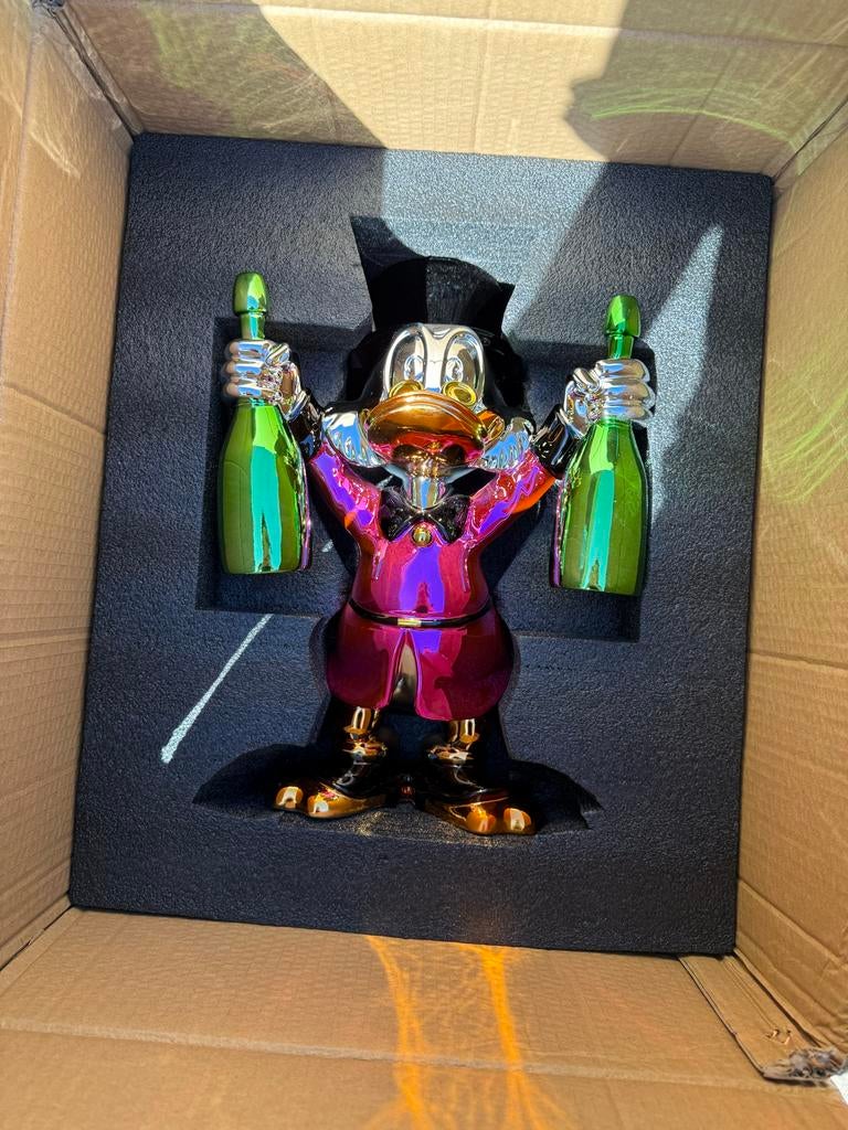Lior 24 disney Dagobert Duck met champagne flessen pop art, Ophalen of Verzenden