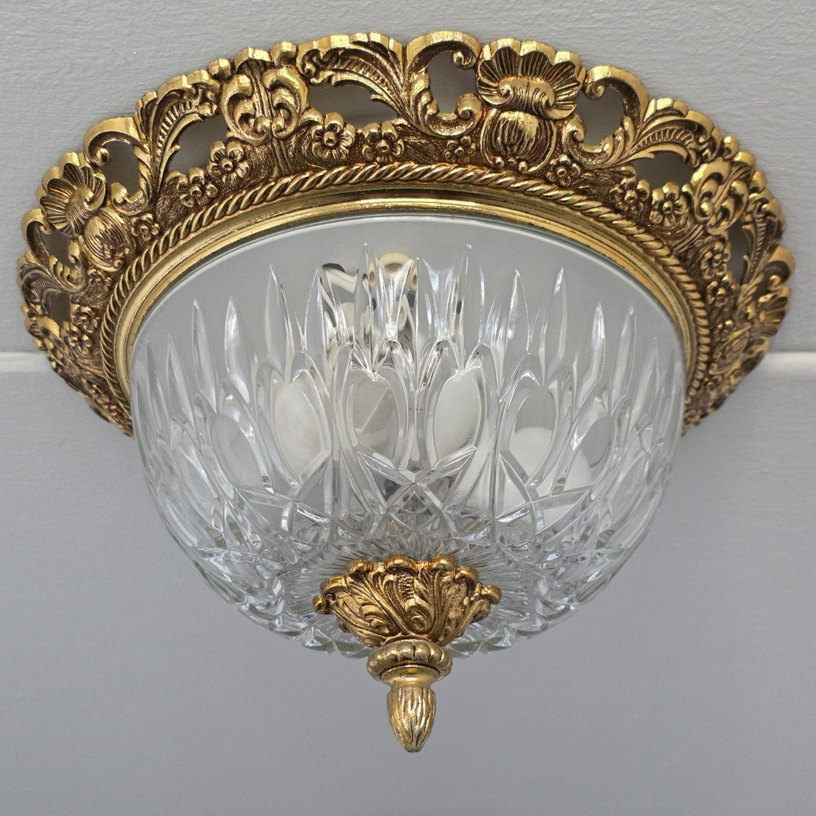 Lucky vintage kristallen plafonnière goud jaren '60, ., Ophalen of Verzenden, Zo goed als nieuw, .