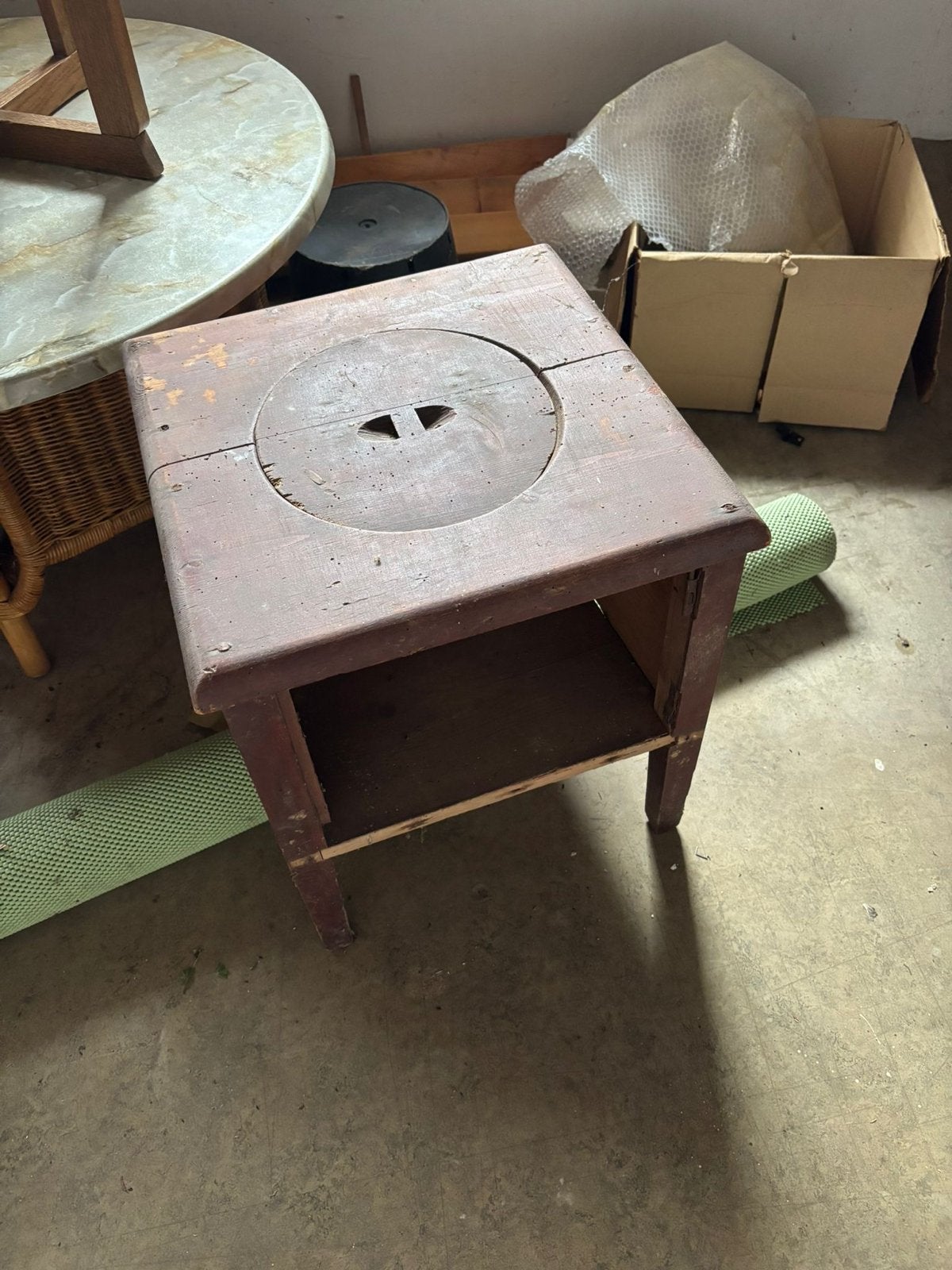 Vintage houten po met deksel - Antiek meubel, Ophalen