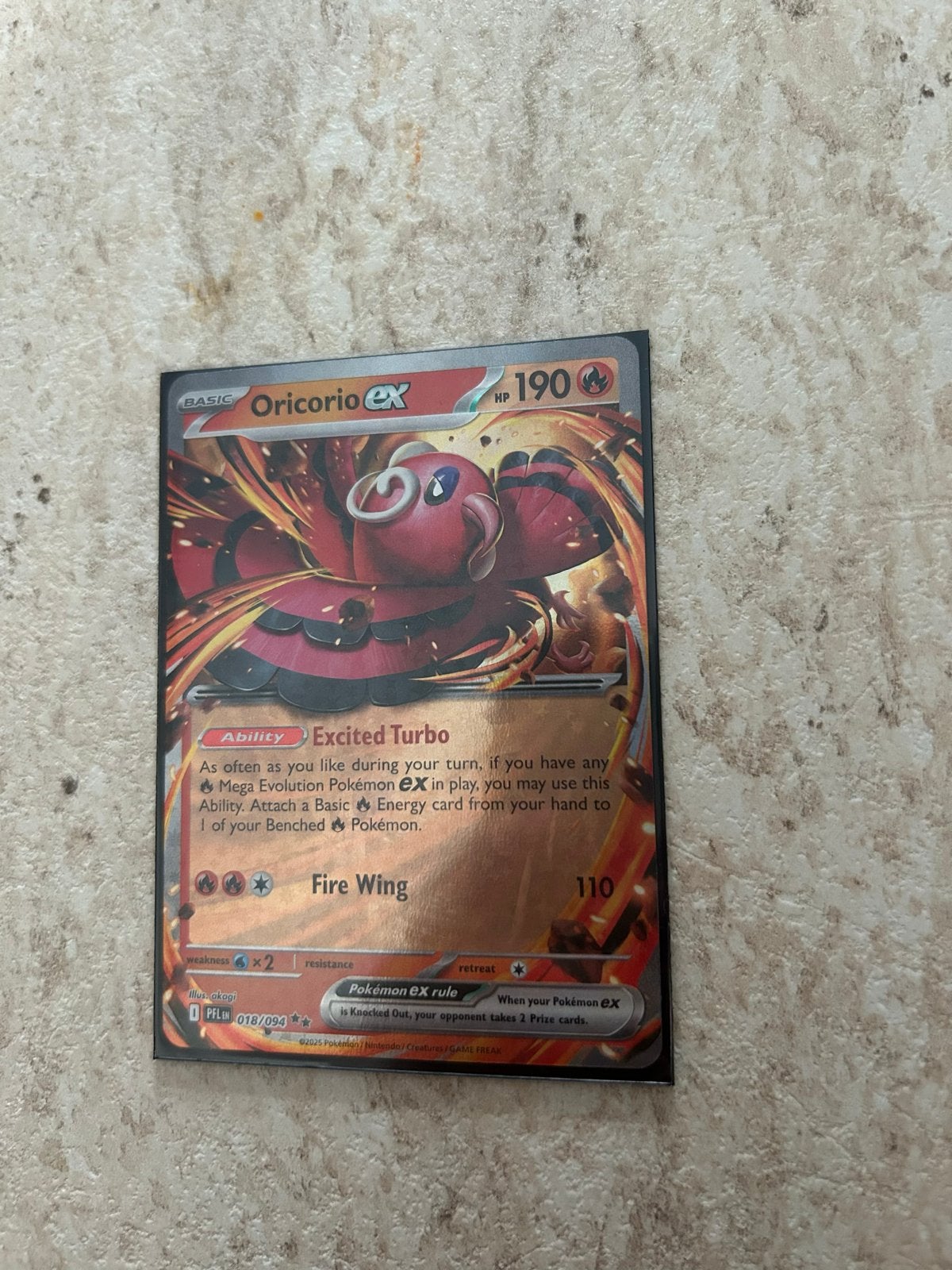 Oricorio GX Pokémon kaart - PFL 018, Ophalen of Verzenden, Zo goed als nieuw, Losse kaart