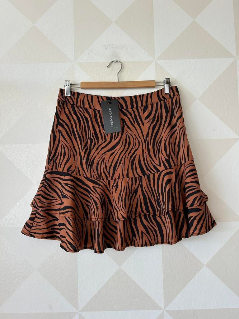 Lofty Manner rok bruin zwart zebra L/40 NIEUW, Kleding | Dames, Rokken, Bruin, Maat 42/44 (L), Nieuw, Ophalen of Verzenden