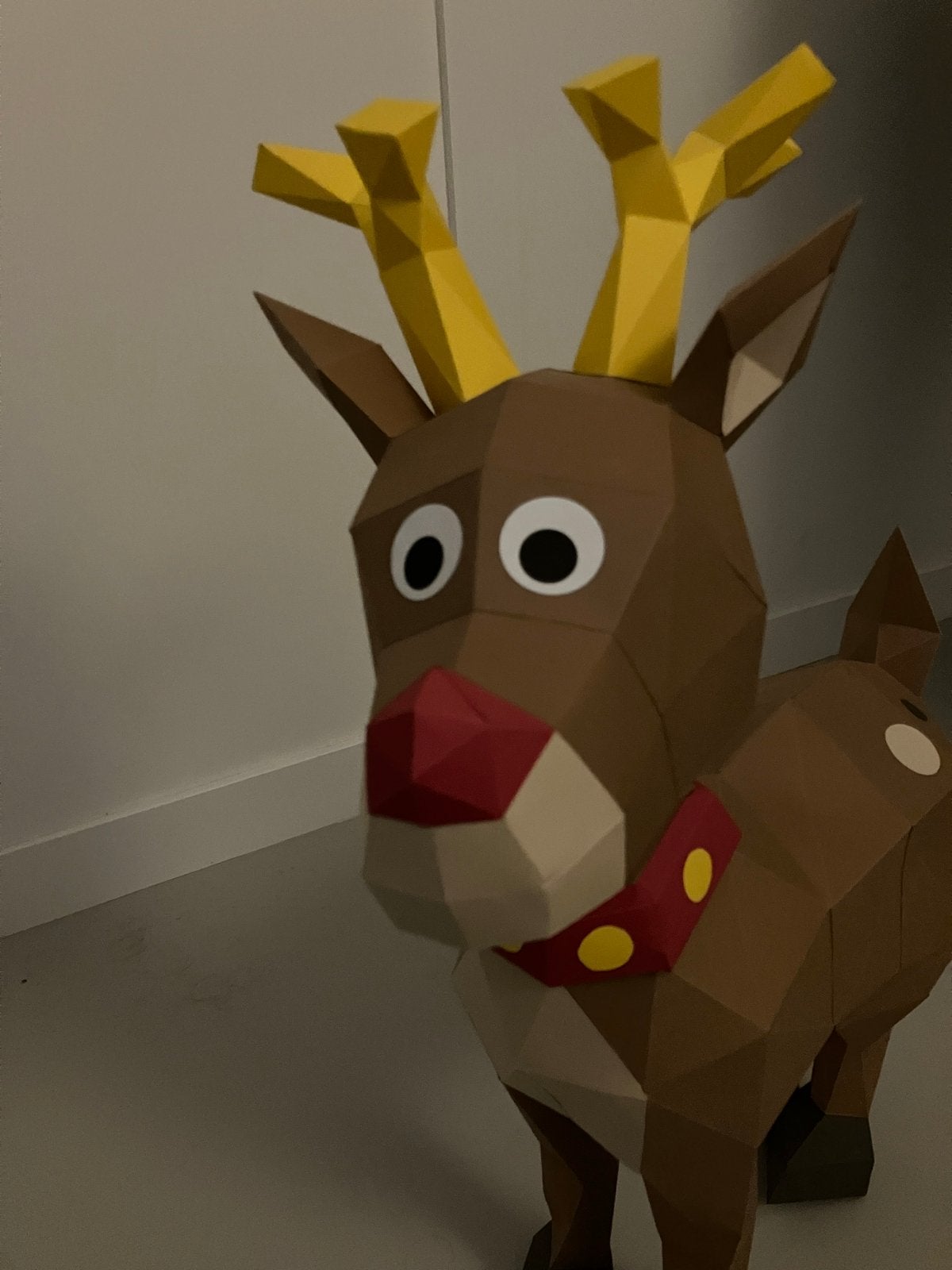 Kerst decoratie papieren rendier van Rudolf 50 cm, Ophalen of Verzenden, Zo goed als nieuw
