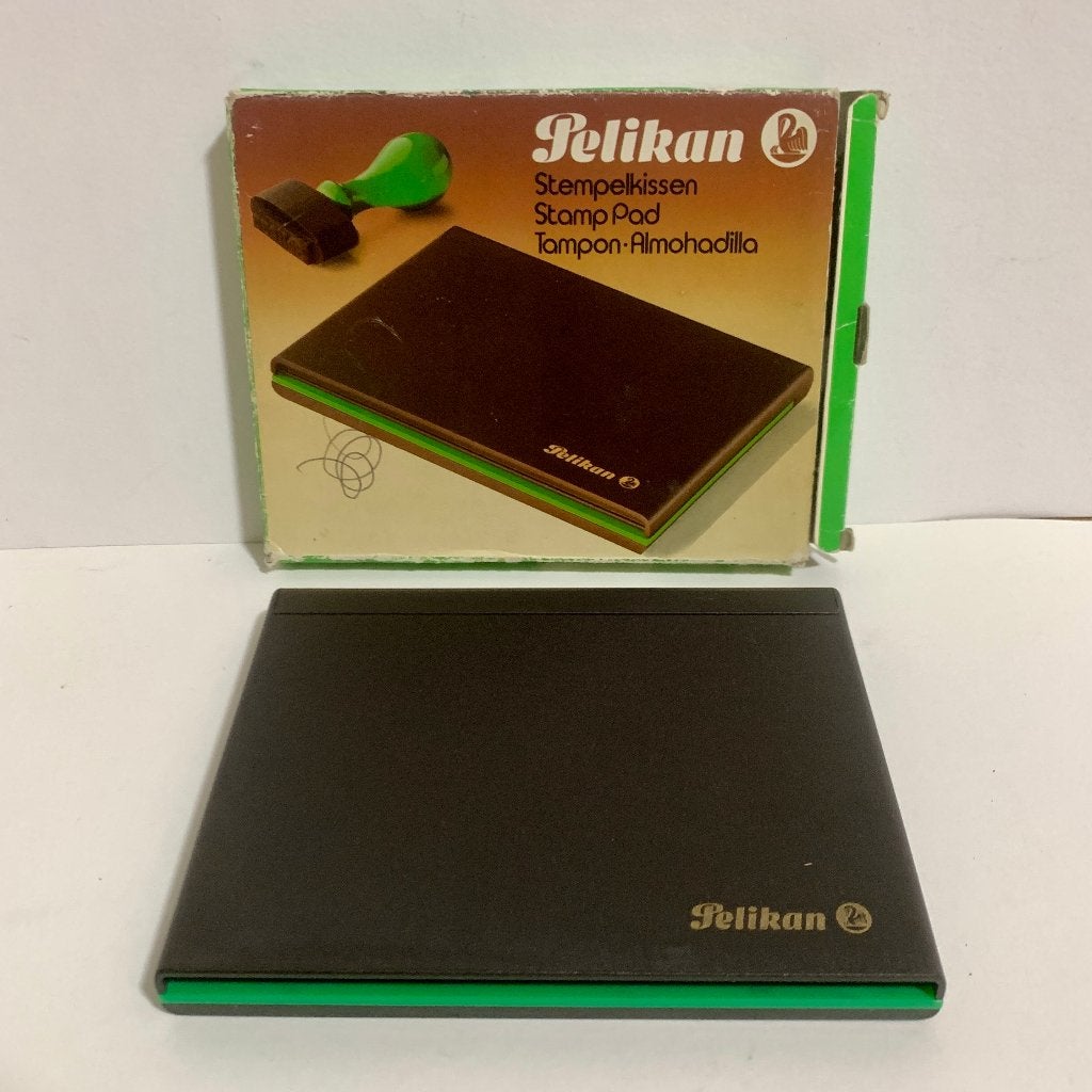 Pelikan stempelkussen groen vintage