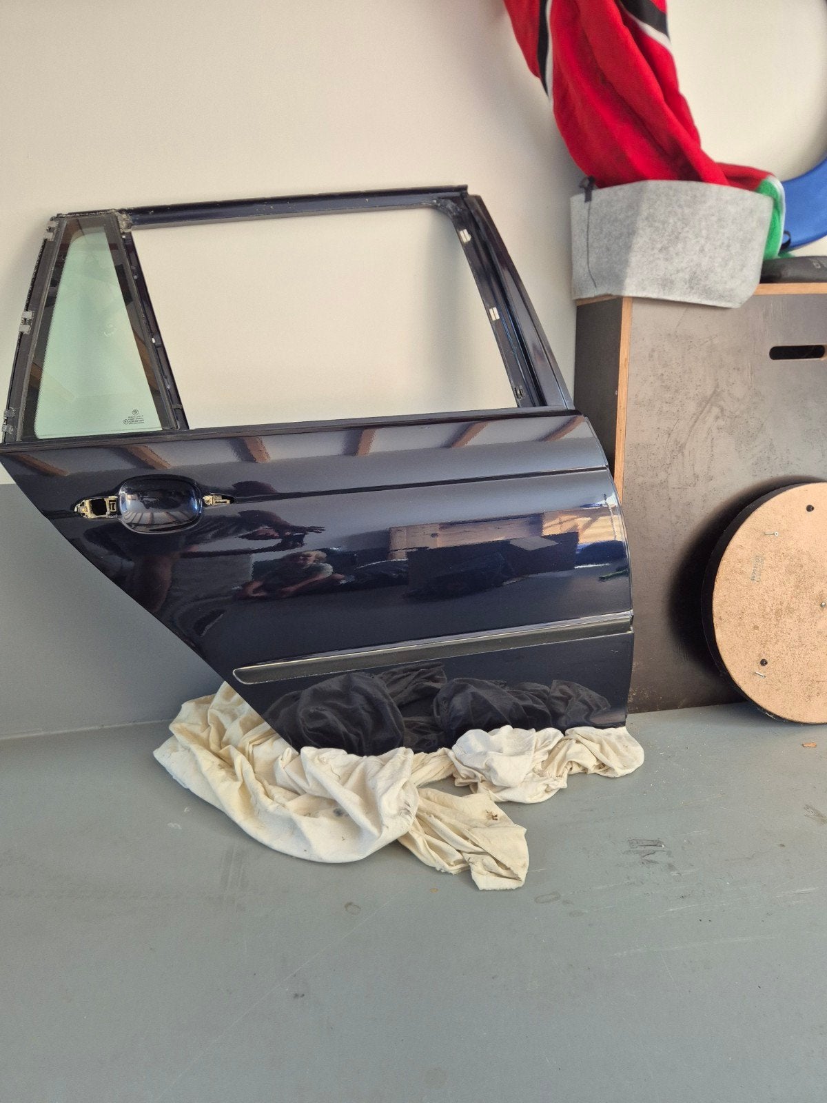 bmw e46 touring orient blau deur portier rechts achter, Ophalen, Gebruikt, Deur, Achter