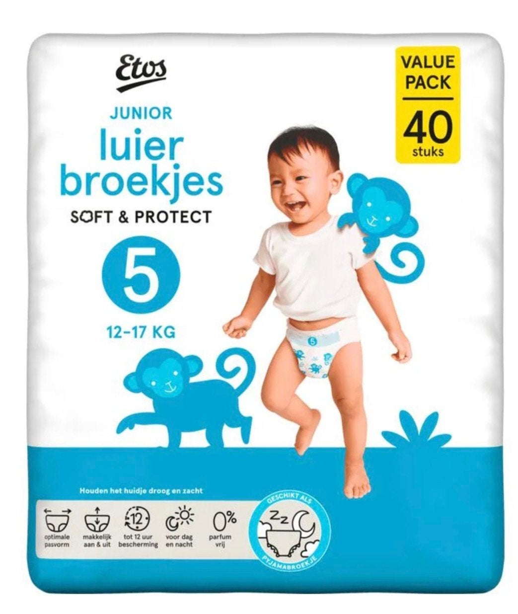 Grote partij Etos Pants luierbroekjes maat 5 (12 pakken), Ophalen of Verzenden
