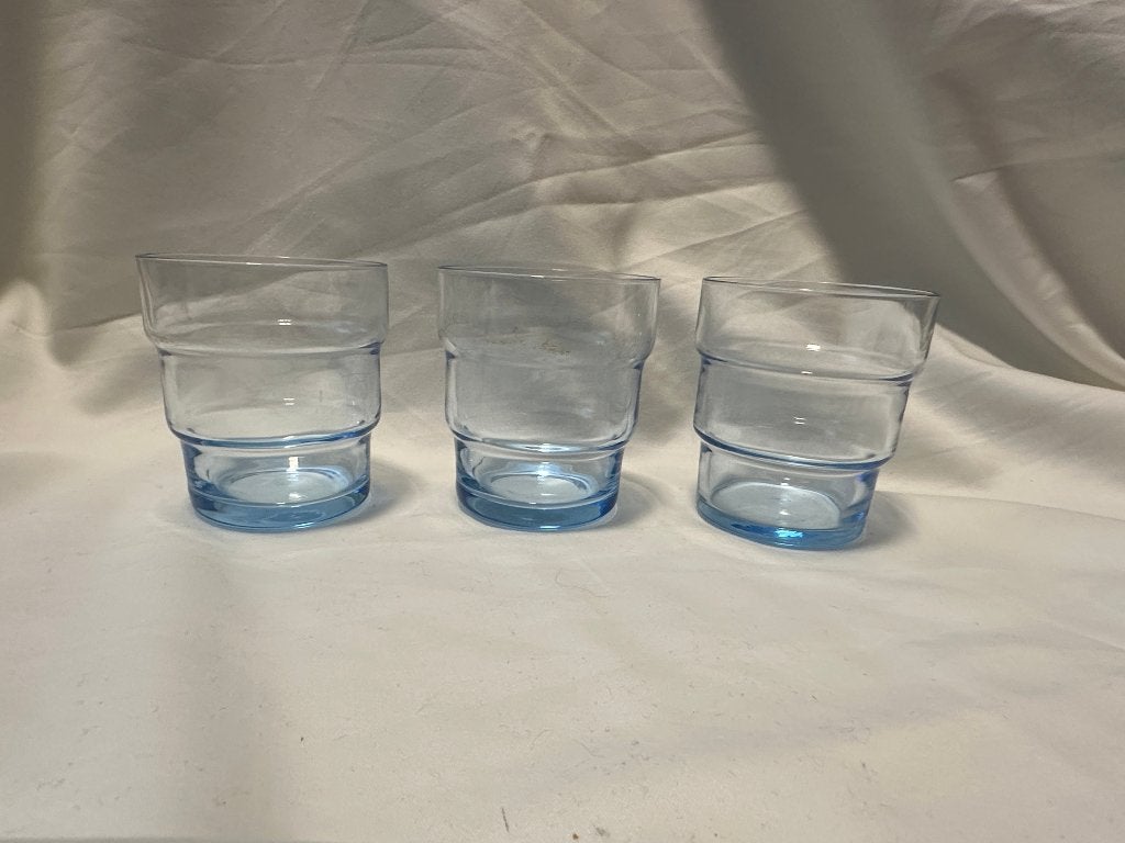 Vintage Set van 3 Scaletta tapslopende stapebare Bormioli ro, Ophalen of Verzenden, Gebruikt, Waterglas
