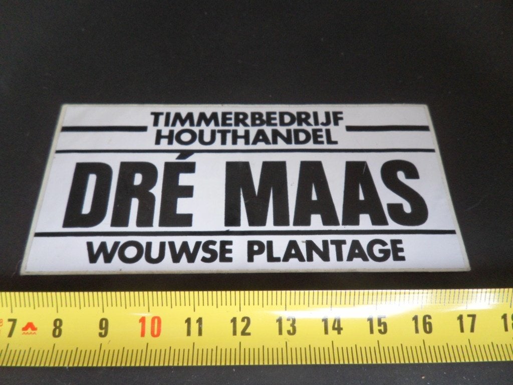 sticker wouwse plantage DRÉ MAAS timmerbedrijf houthandel, Verzamelen, Ophalen of Verzenden, Zo goed als nieuw