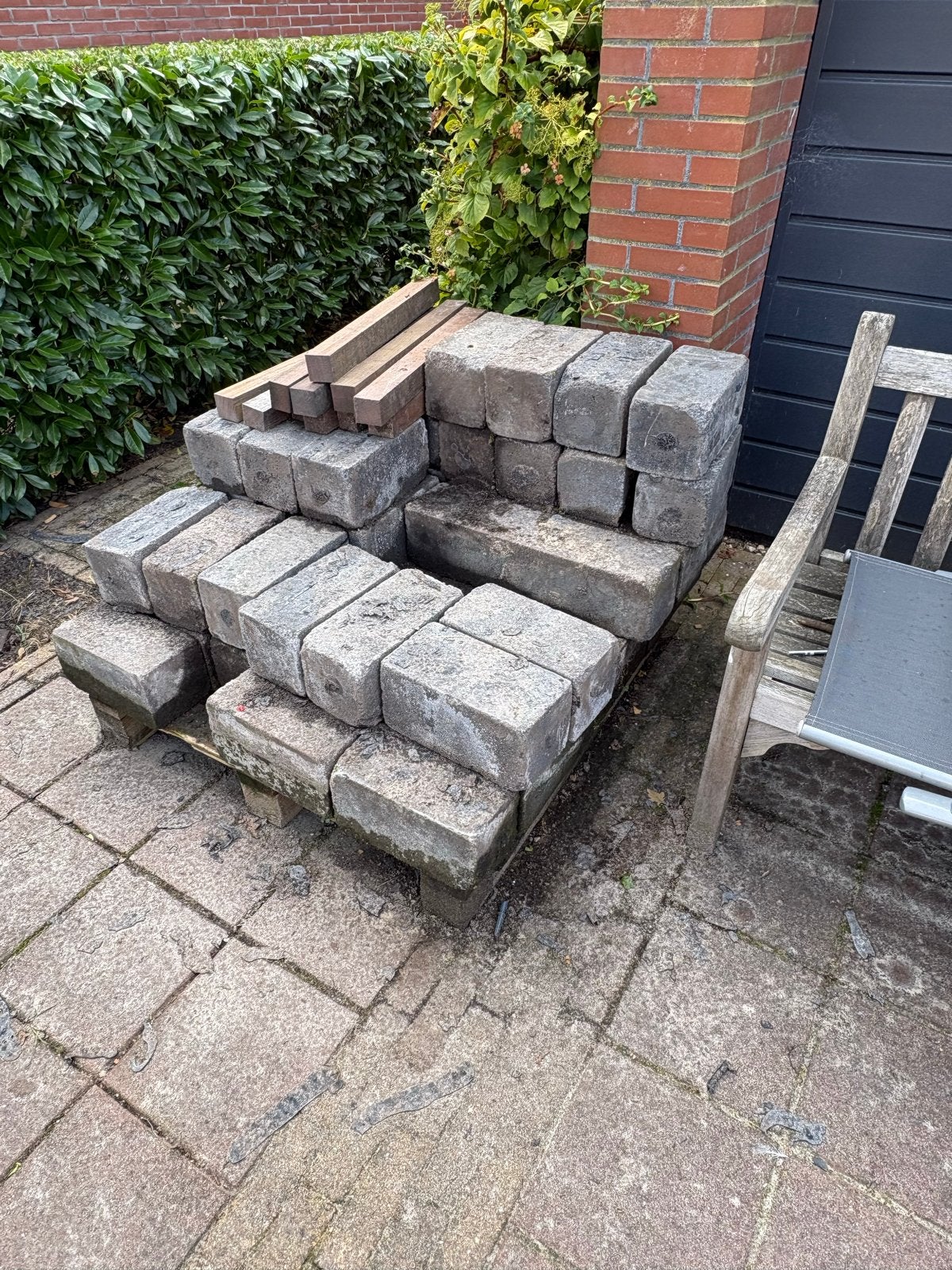 Gratis Gebruikte stapelblokken 30x15x15 ca 40 stuks, Ophalen, Overige materialen, Gebruikt, Overige typen