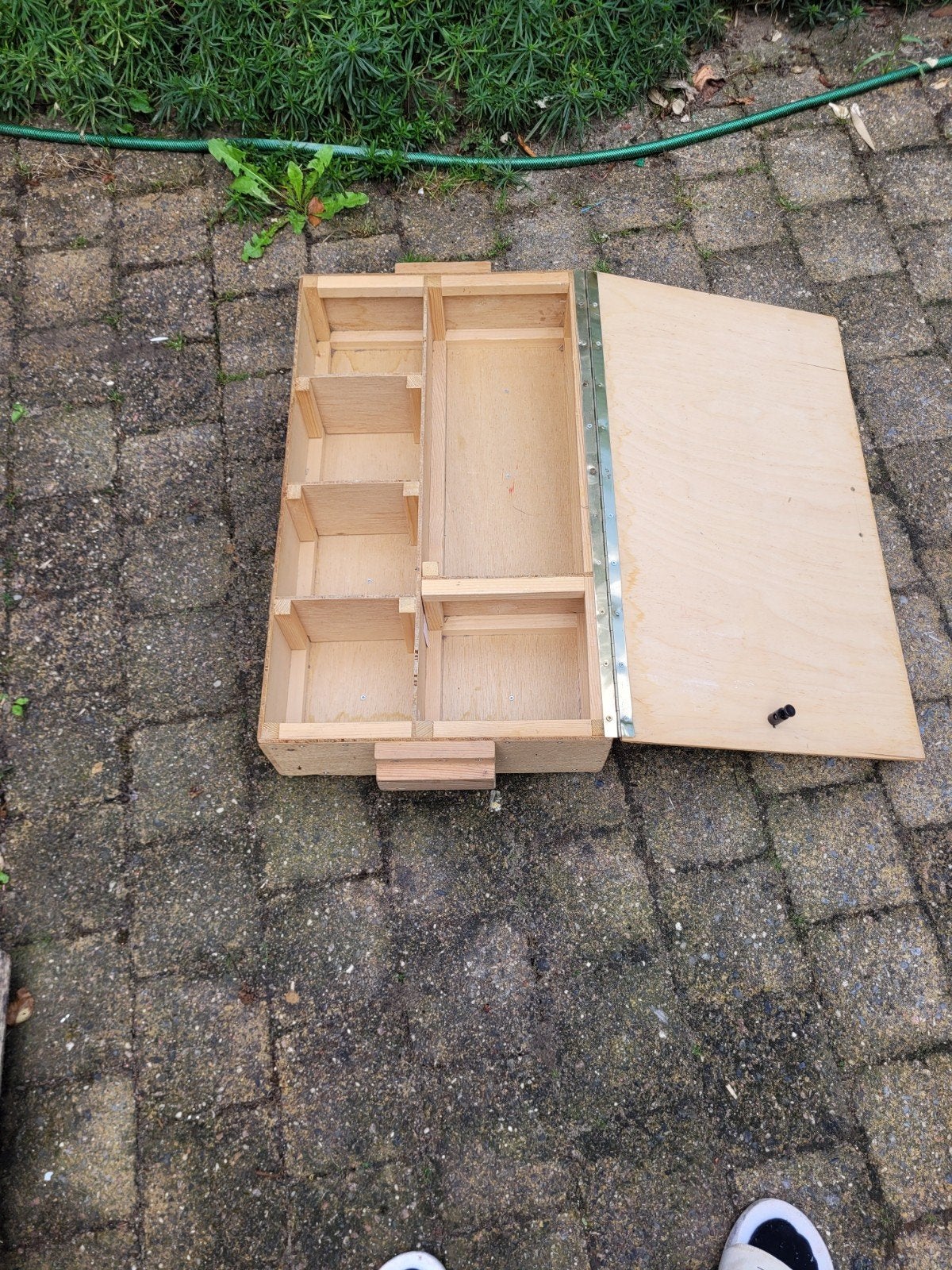 Houten knutselkist/ gereedschapskist met vakken - Handig opb, Hobby en Vrije tijd, Knutselen, Gebruikt, Overige typen, Overige merken